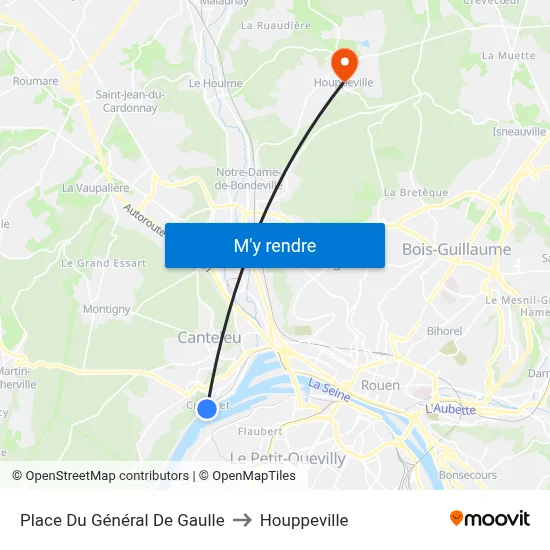 Place Du Général De Gaulle to Houppeville map