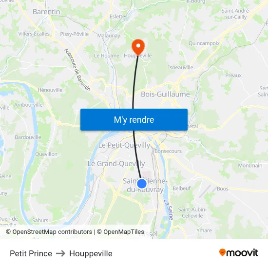 Petit Prince to Houppeville map
