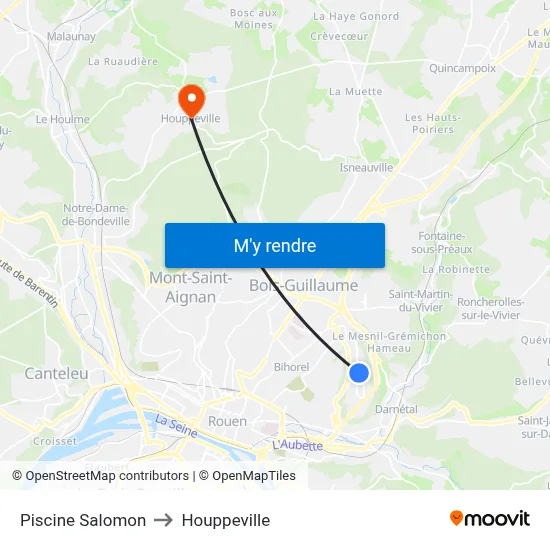 Piscine Salomon to Houppeville map