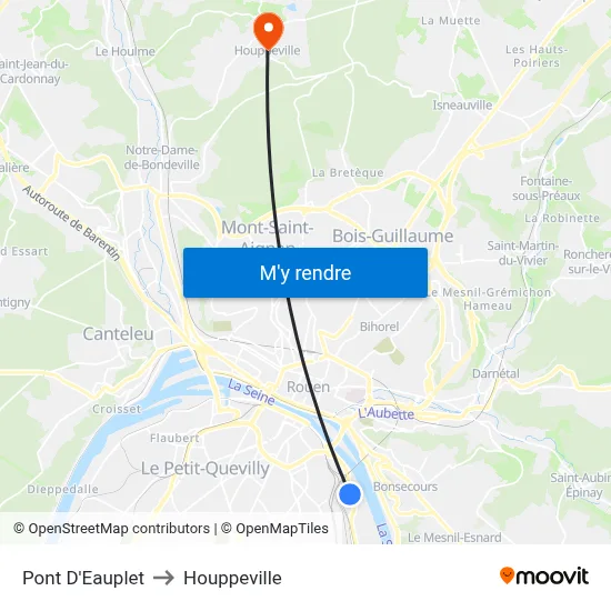 Pont D'Eauplet to Houppeville map