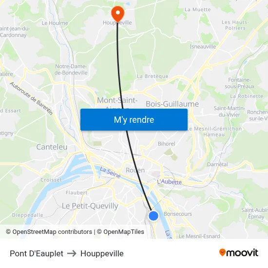 Pont D'Eauplet to Houppeville map