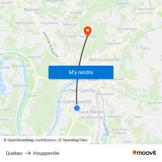 Québec to Houppeville map