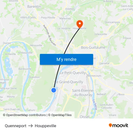 Quenneport to Houppeville map