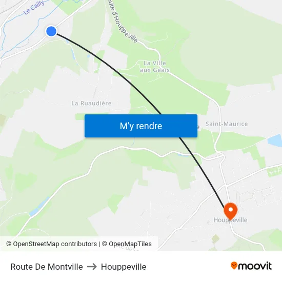 Route De Montville to Houppeville map