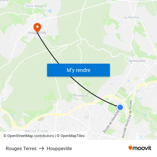 Rouges Terres to Houppeville map