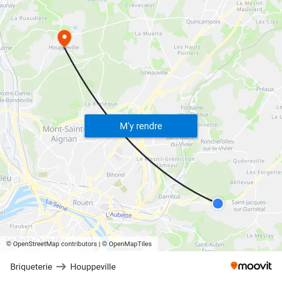 Briqueterie to Houppeville map