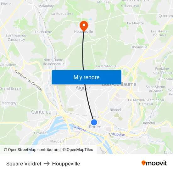 Square Verdrel to Houppeville map