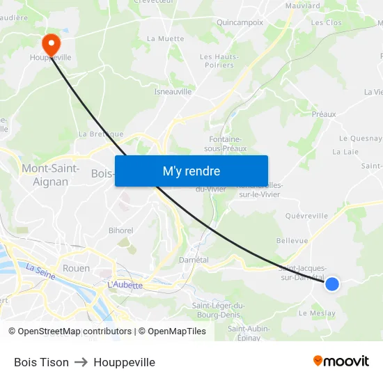 Bois Tison to Houppeville map