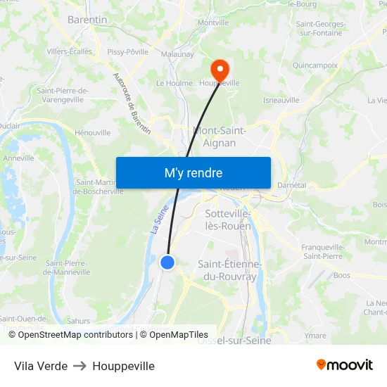 Vila Verde to Houppeville map