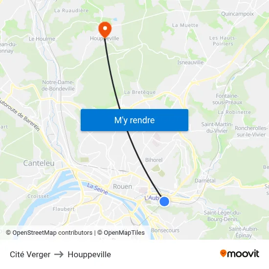 Cité Verger to Houppeville map