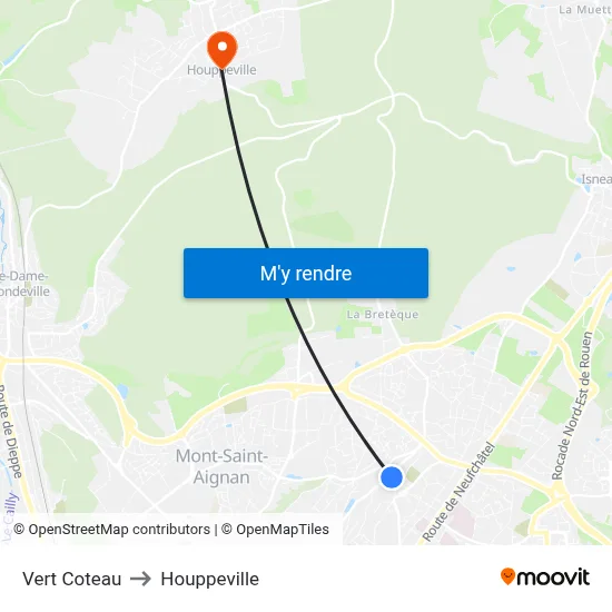 Vert Coteau to Houppeville map