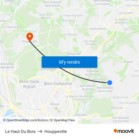 Le Haut Du Bois to Houppeville map