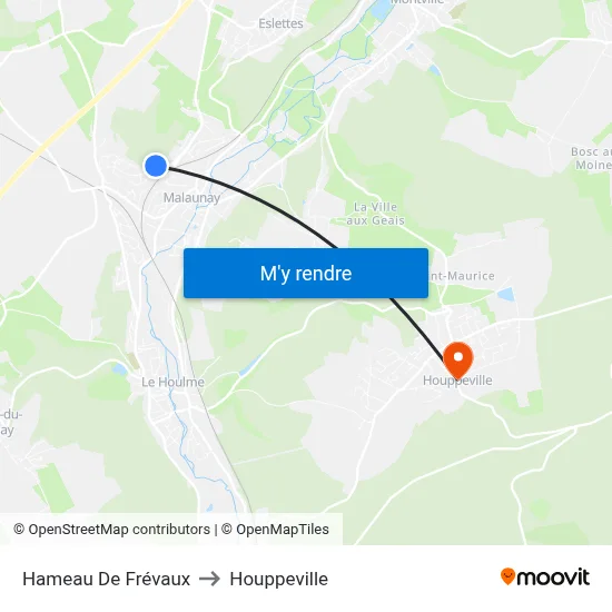Hameau De Frévaux to Houppeville map
