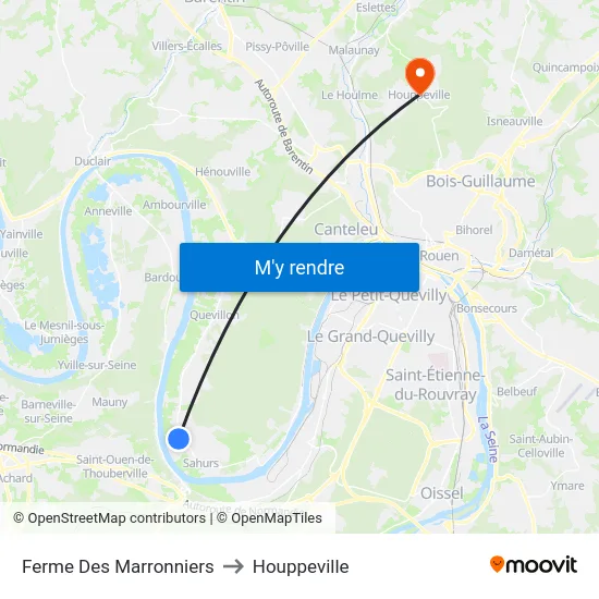 Ferme Des Marronniers to Houppeville map