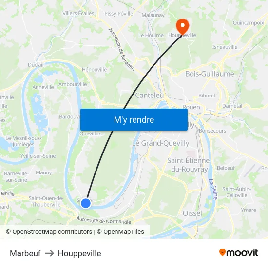 Marbeuf to Houppeville map