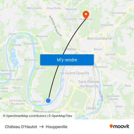 Château D'Hautot to Houppeville map