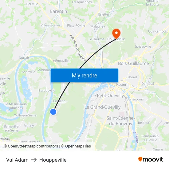 Val Adam to Houppeville map