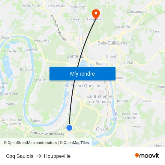 Coq Gaulois to Houppeville map