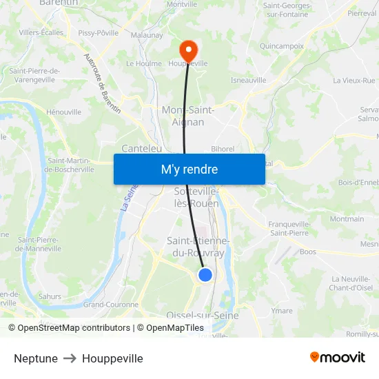 Neptune to Houppeville map