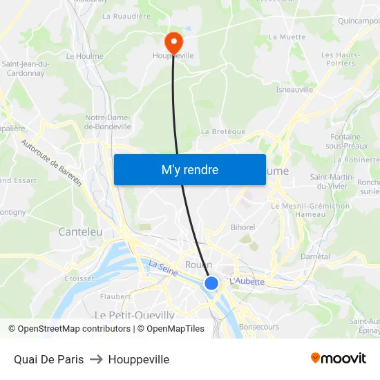 Quai De Paris to Houppeville map