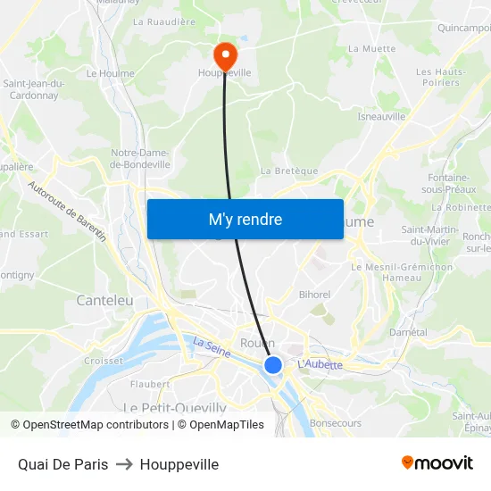 Quai De Paris to Houppeville map
