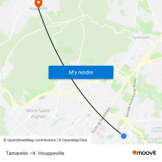 Tamarelle to Houppeville map