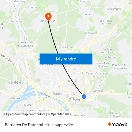 Barrières De Darnétal to Houppeville map