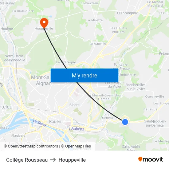 Collège Rousseau to Houppeville map