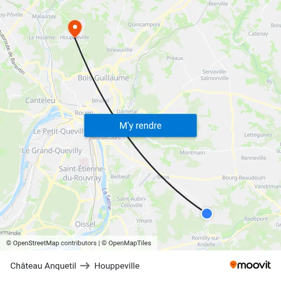 Château Anquetil to Houppeville map