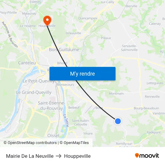 Mairie De La Neuville to Houppeville map