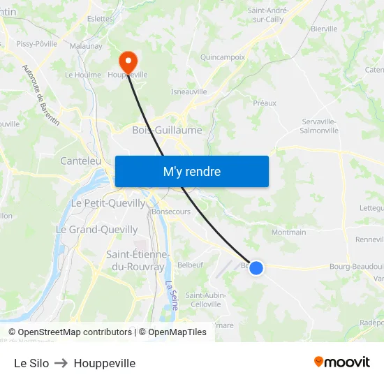 Le Silo to Houppeville map