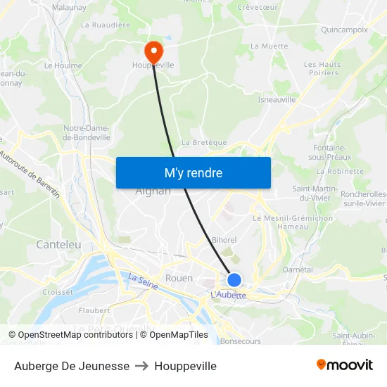 Auberge De Jeunesse to Houppeville map