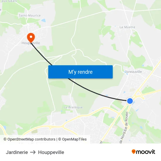 Jardinerie to Houppeville map