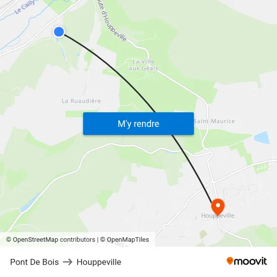 Pont De Bois to Houppeville map