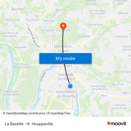 La Bastille to Houppeville map