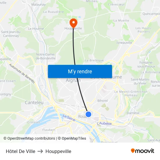 Hôtel De Ville to Houppeville map