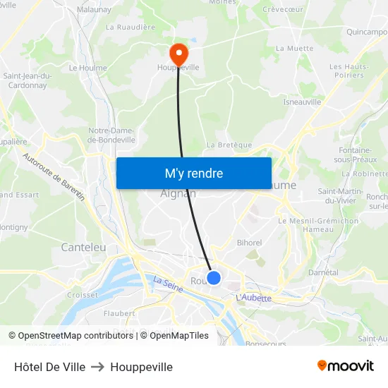 Hôtel De Ville to Houppeville map