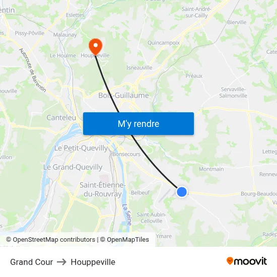Grand Cour to Houppeville map