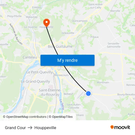 Grand Cour to Houppeville map