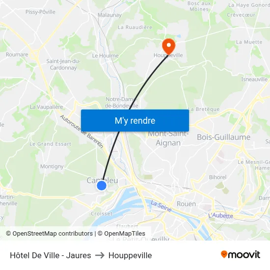 Hôtel De Ville - Jaures to Houppeville map
