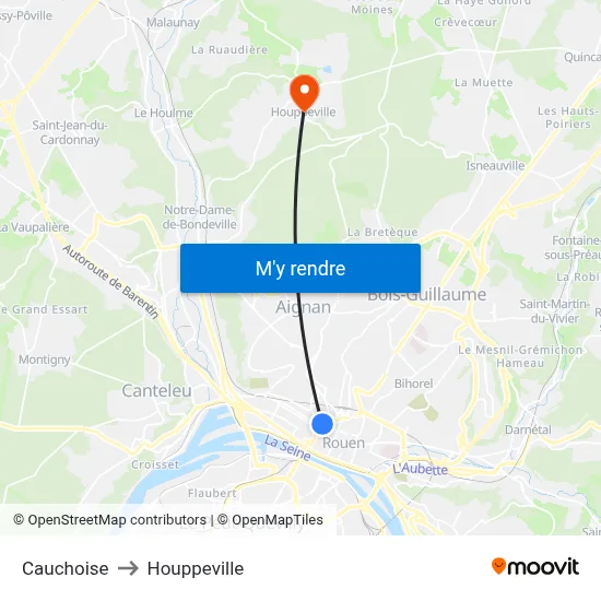 Cauchoise to Houppeville map