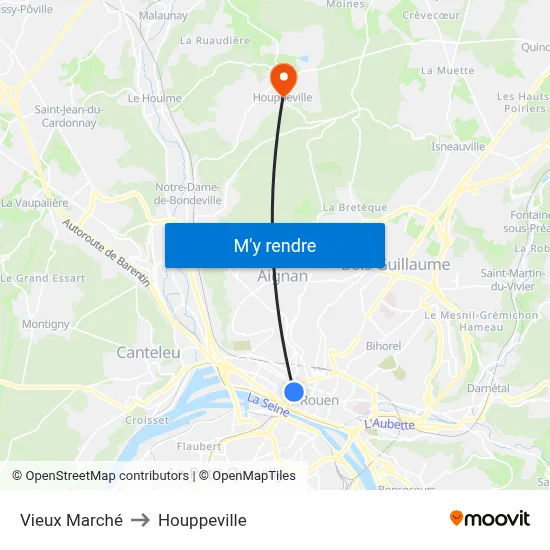 Vieux Marché to Houppeville map