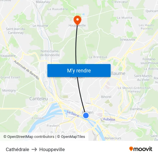 Cathédrale to Houppeville map