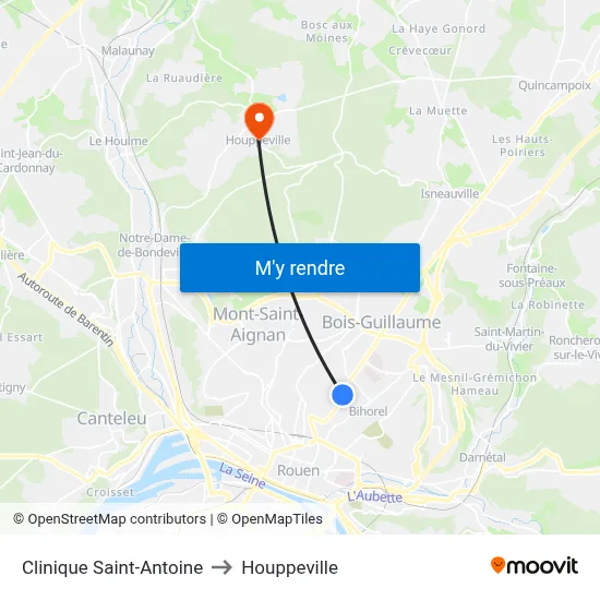 Clinique Saint-Antoine to Houppeville map