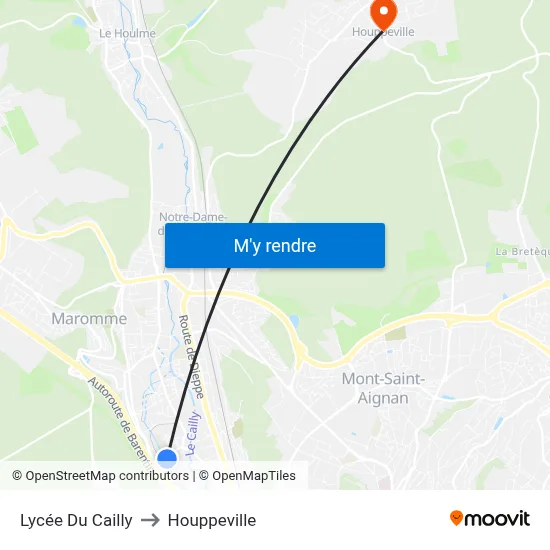 Lycée Du Cailly to Houppeville map
