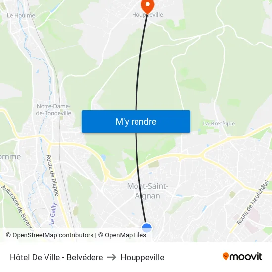 Hôtel De Ville - Belvédere to Houppeville map