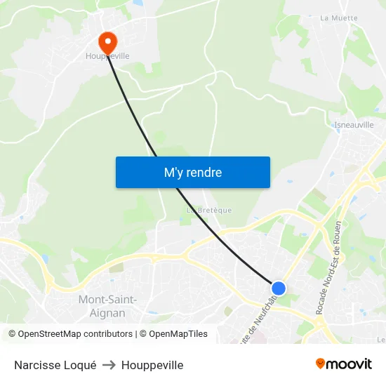 Narcisse Loqué to Houppeville map