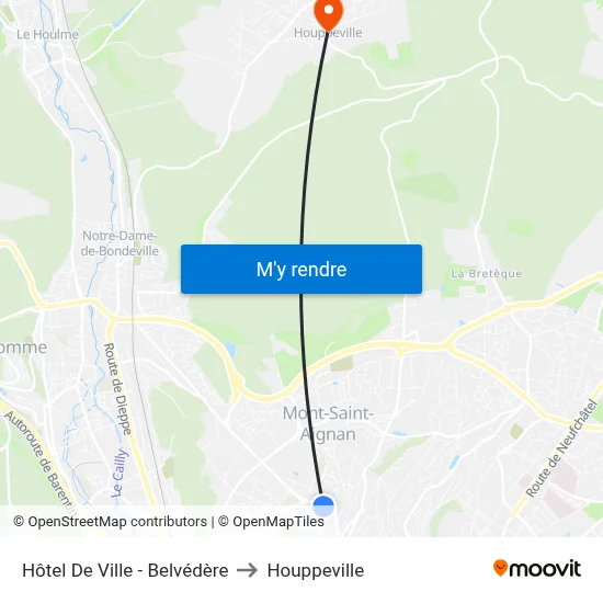 Hôtel De Ville - Belvédère to Houppeville map