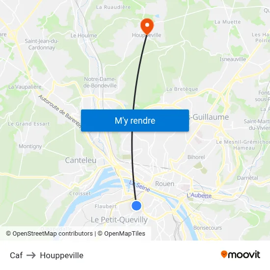 Caf to Houppeville map