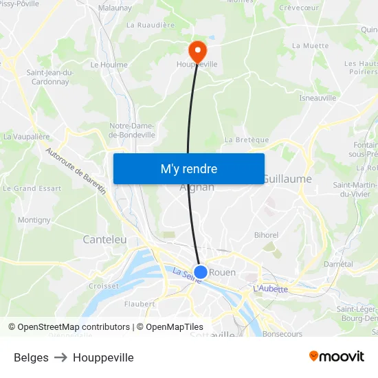 Belges to Houppeville map